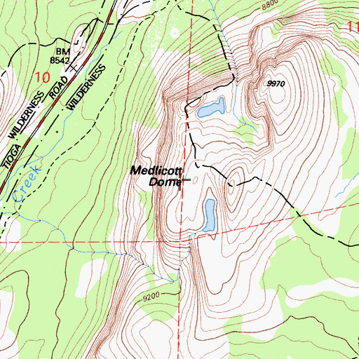 Topographic Map of Medlicott Dome, CA