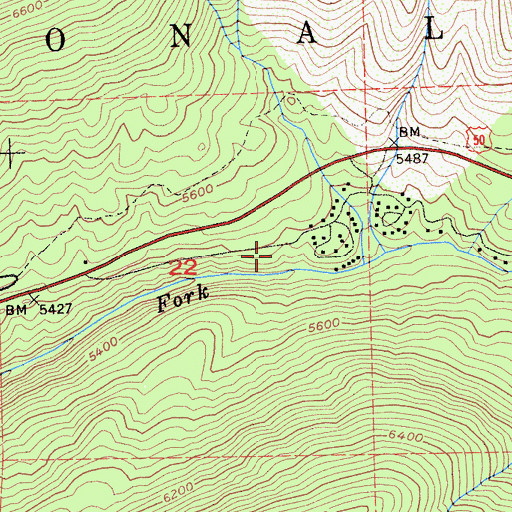 Topographic Map of Thirty-nine Mile Campground, CA