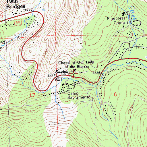 Topographic Map of Sayles Flat Campground, CA