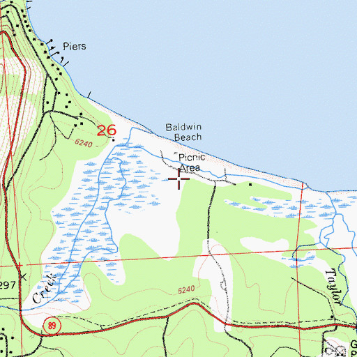 Topographic Map of Baldwin Beach Campground, CA