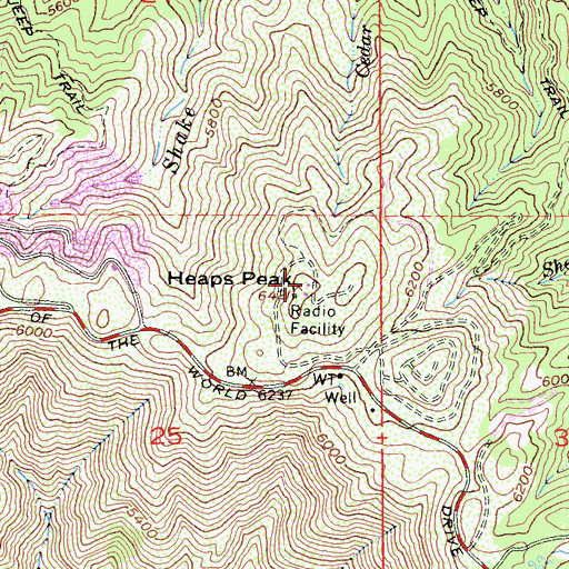 Topographic Map of KBON-FM (Lake Arrowhead), CA