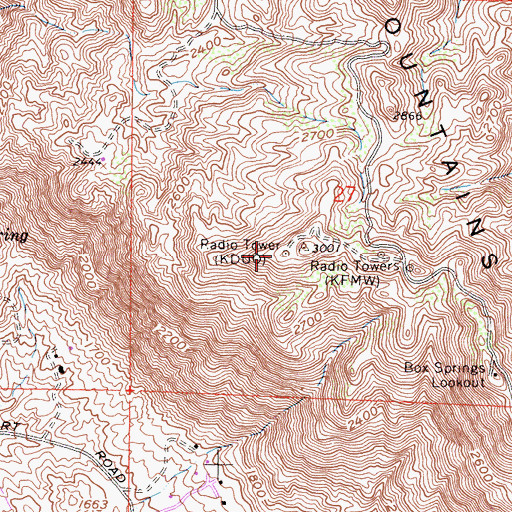 Topographic Map of KDUO-FM (Riverside), CA