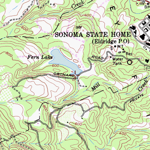 Topographic Map of Fern Lake 1-013 Dam, CA