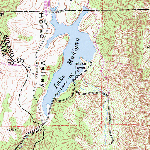 Topographic Map of Lake Madigan 14-002 Dam, CA