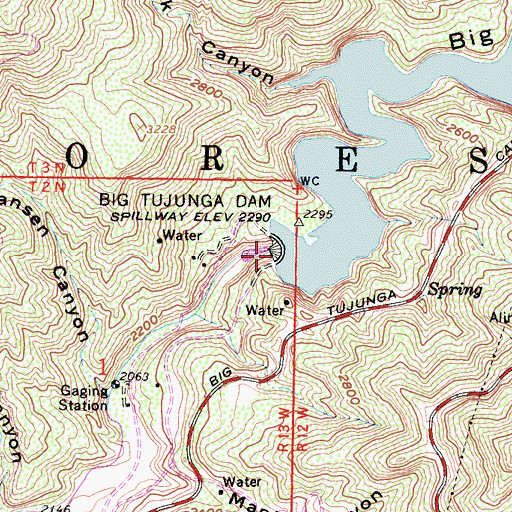 Topographic Map of Big Tujunga Number 1 32-006 Dam, CA