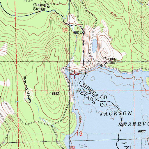 Topographic Map of Jackson Meadows 61-020 Dam, CA