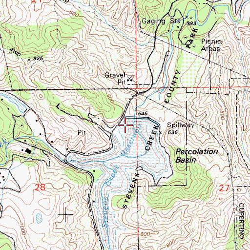 Topographic Map of Stevens Creek 72-007 Dam, CA
