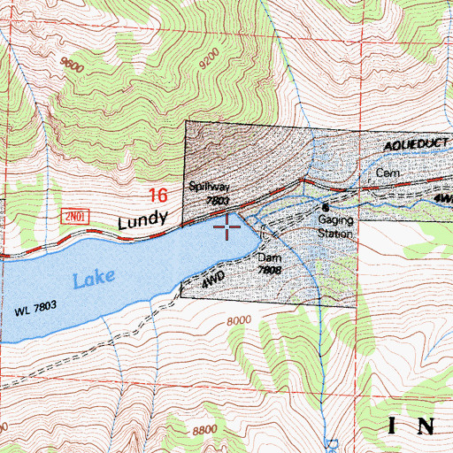 Topographic Map of Lundy Lake 104-035 Dam, CA