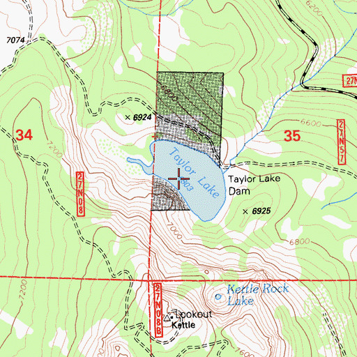 Topographic Map of Taylor Lake 288 Dam, CA