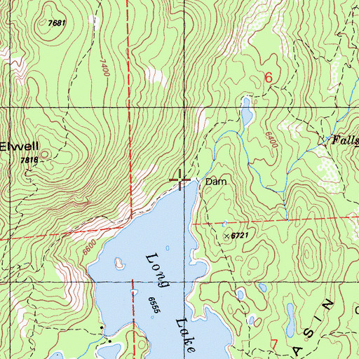 Topographic Map of Long Lake 289 Dam, CA