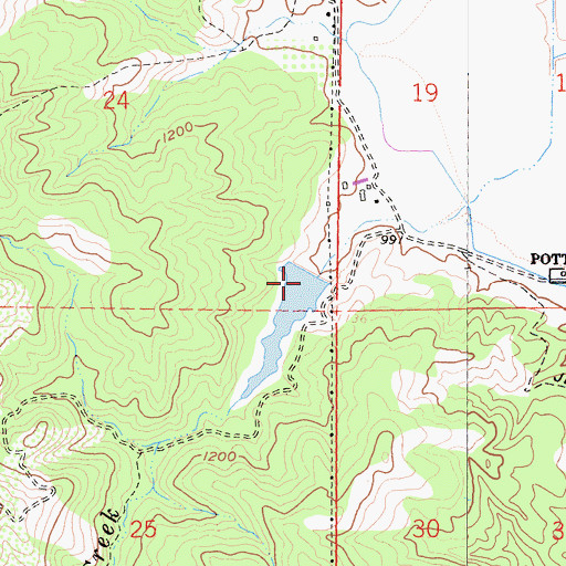 Topographic Map of Bevans Creek 387 Dam, CA