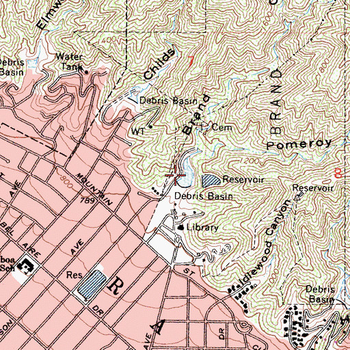 Topographic Map of Brand Debris Dam, CA