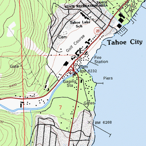 Topographic Map of Lake Tahoe Dam, CA