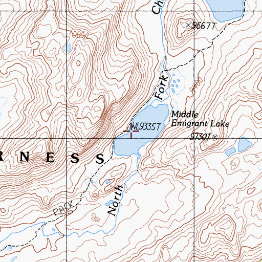 Topographic Map of Middle Emigrant Lake, CA