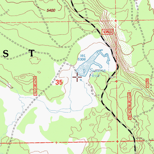 Topographic Map of Swains Hole Dam, CA