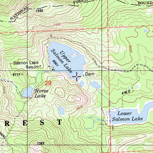 Topographic Map of Upper Salmon Lake Dam, CA