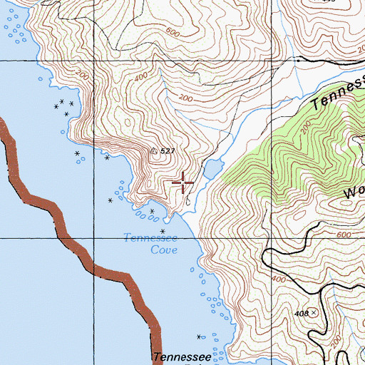 Topographic Map of Tennessee Valley Dam, CA