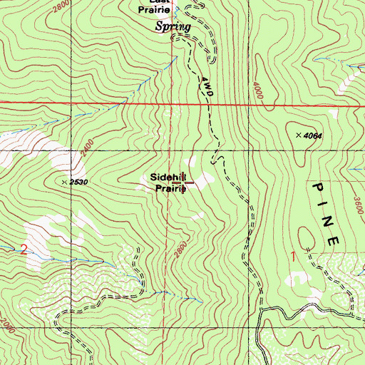 Topographic Map of Sidehill Prairie, CA