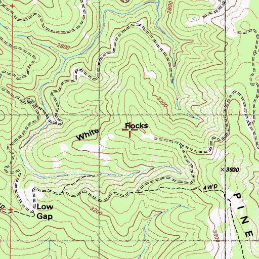 Topographic Map of White Rocks, CA