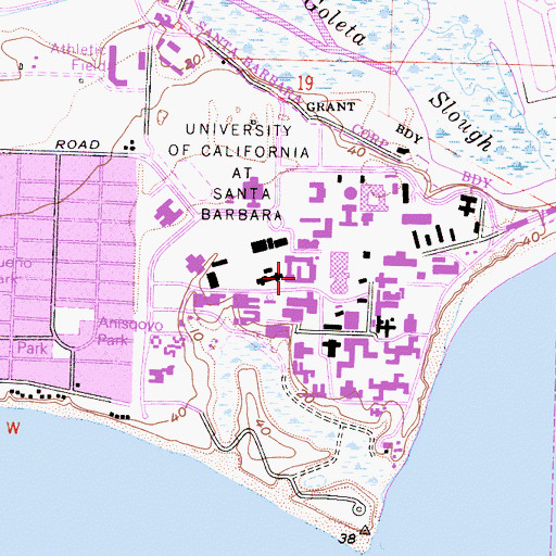 Topographic Map of Girvetz Hall, CA
