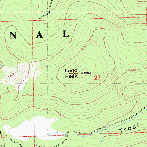 Topographic Map of Land Peak, CA