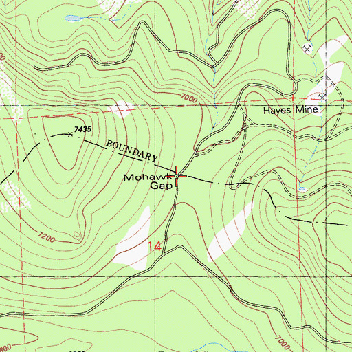 Topographic Map of Mohawk Gap, CA