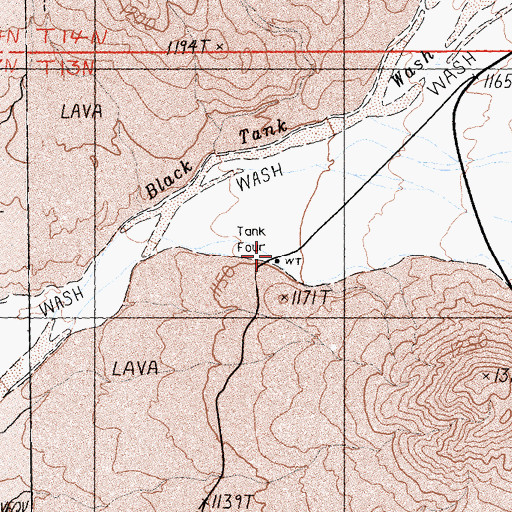 Topographic Map of Tank Four, CA