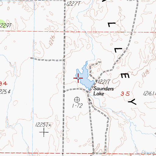 Topographic Map of Saunders Lake, CA