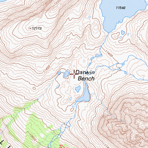 Topographic Map of Darwin Bench, CA