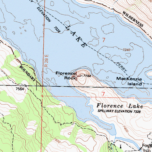 Topographic Map of Florence Rock, CA