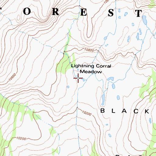 Topographic Map of Lightning Corral Meadow, CA