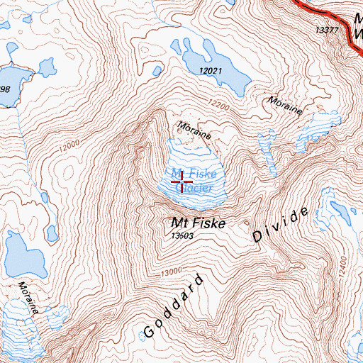 Topographic Map of Mount Fiske Glacier, CA