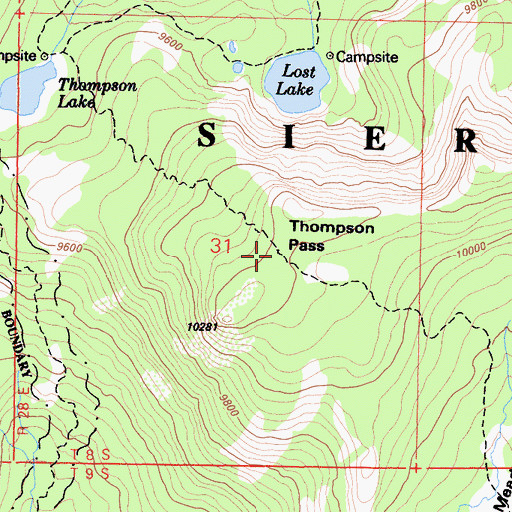 Topographic Map of Thompson Pass, CA