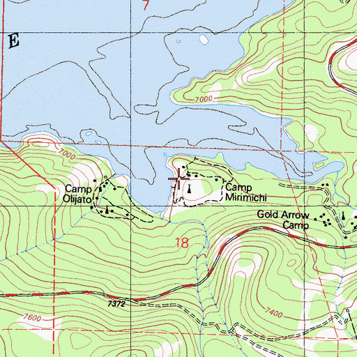 Topographic Map of Camp Mirimichi, CA