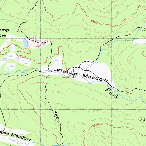 Topographic Map of Ershim Meadow, CA