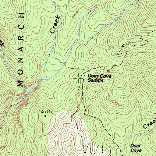 Topographic Map of Deer Creek Saddle, CA
