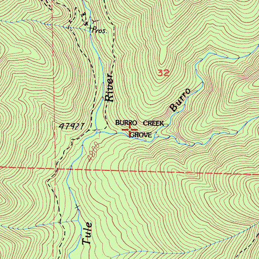Topographic Map of Burro Creek Grove, CA