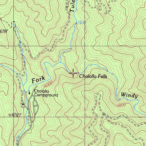 Topographic Map of Cholollo Falls, CA
