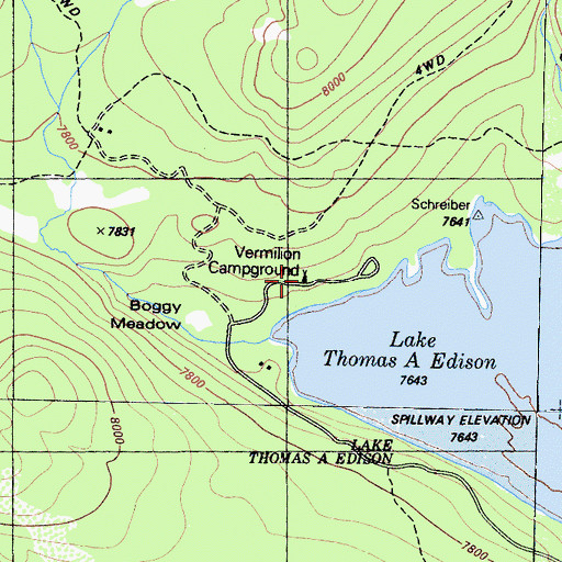 Topographic Map of Vermilion Campground, CA