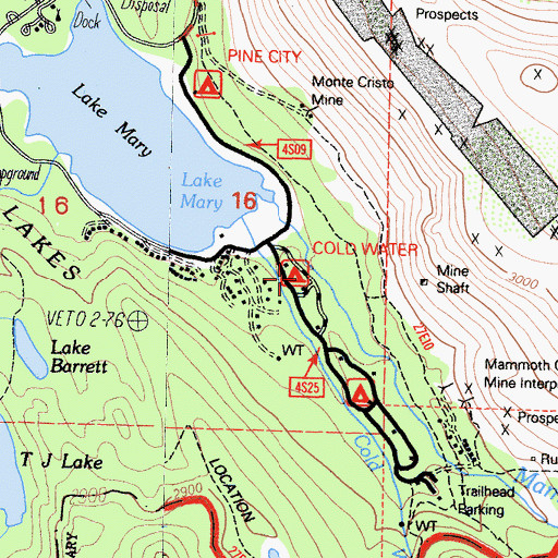 Topographic Map of Cold Water Campground, CA