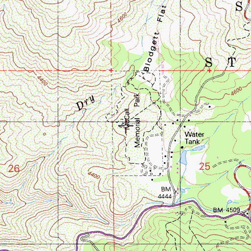 Topographic Map of McCall Memorial Park, CA