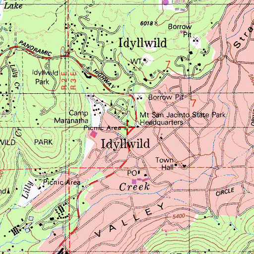 Topographic Map of Mount San Jacinto State Park Headquarters, CA