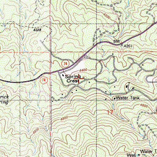 Topographic Map of Spring Crest, CA