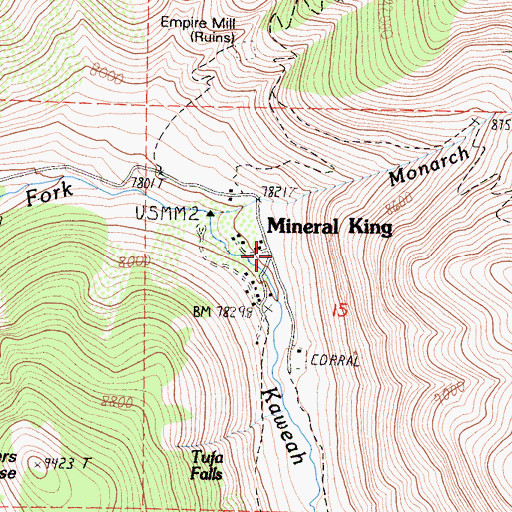 Topographic Map of Mineral King, CA