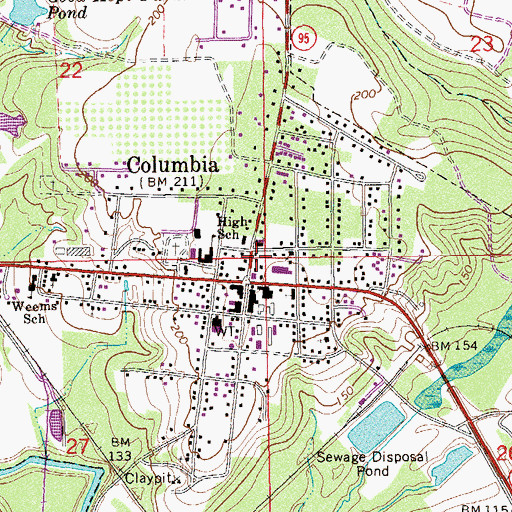 Topographic Map of Columbia Post Office, AL