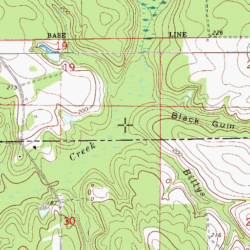 Topographic Map of Billys Branch, AL