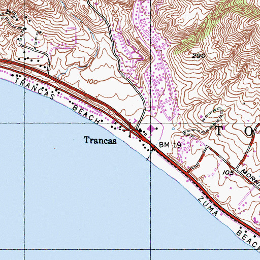 Topographic Map of Malibu Trading Station, CA