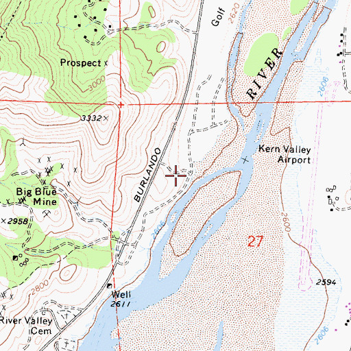 Topographic Map of Big Blue Mill (historical), CA