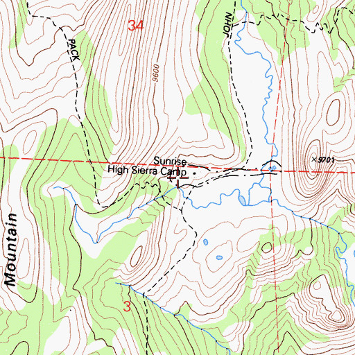 Topographic Map of Sunrise High Sierra Camp, CA
