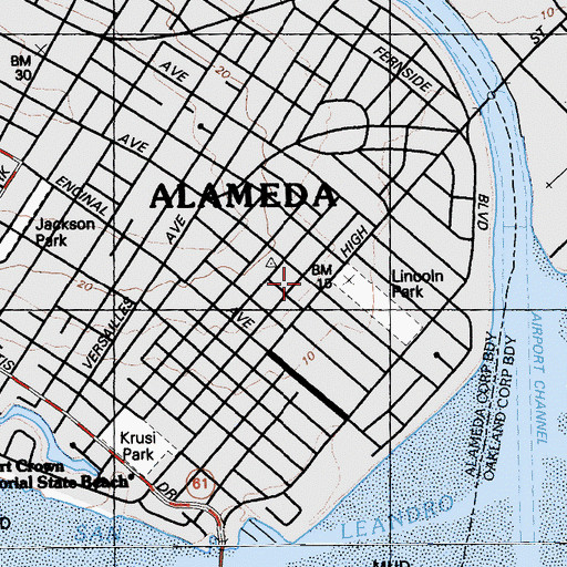 Topographic Map of Alameda Baptist Chapel, CA